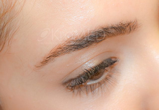 KroMED | Augenbrauenhaerchen_auffuellen_Haerchentechnik_Diamant Blading_Permanent_Make-up_in_Hamburg. KroMED | Permanent_Make-up_Augenbrauen_Augenbrauen mit Härchen auffüllen die wie ECHT aussehen | Auf dem Bild ist ein Nahaufnahme-Ausschnitt einer Augenpartie zu sehen, speziell die Augenbraue. Die Augenbrauenhärchen wirken fein und natürlich, und es sieht so aus, als wäre eine Technik zum Auffüllen von Augenbrauen angewendet worden. Der Begriff "Härchentechnik" deutet darauf hin, dass die Härchen einzeln gezeichnet wurden, vermutlich mithilfe von Diamantblading. Dabei handelt es sich um eine spezielle Form des Permanent-Make-ups, bei der mit präzisen Stichen einzelne Härchen simuliert werden, um die Augenbraue natürlicher und dichter erscheinen zu lassen. Der Stil ist sehr fein und präzise, was die Natürlichkeit unterstreicht. Das Bild scheint in Verbindung mit kosmetischen Techniken wie permanentaugenbrauenhärchenzeichnung und #permanentmakeupeyebrows zu stehen. Diese Verfahren werden oft in Städten wie Hamburg durchgeführt, wo solche Dienstleistungen nachgefragt werden.